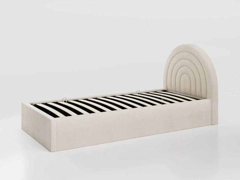 Čalouněná dětská postel s úložným prostorem 90x200 s roštem béžová Bluvel 22 Kids Line 5 Duha