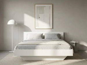 Levitační postel 140x200 z nábytkové desky, bílá DM2