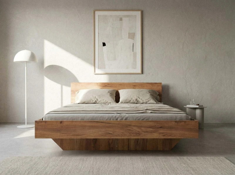 Levitační postel 160x200 z nábytkové desky, dub craft DM2