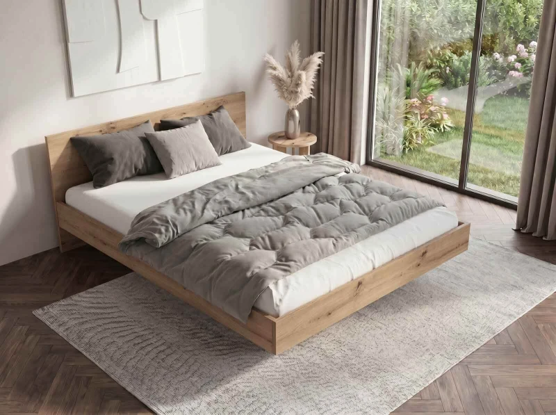 Levitační postel 120x200 z nábytkové desky, dub artisan DM2
