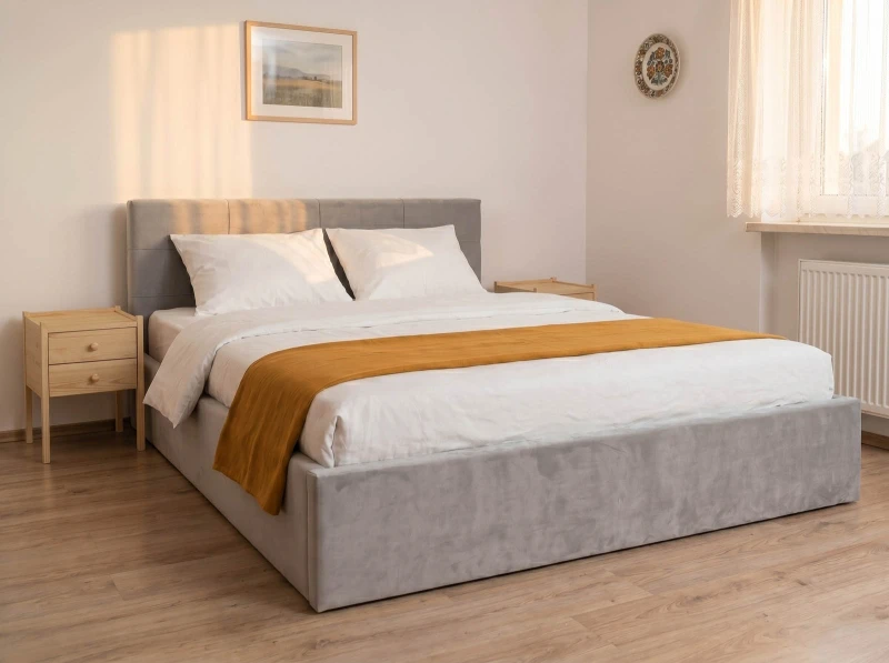Čalouněná postel s úložným prostorem 160×200 cm Tilo Velvet – šedá