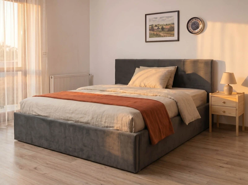 Čalouněná postel s úložným prostorem 180×200 cm Tilo Velvet – Grafitový