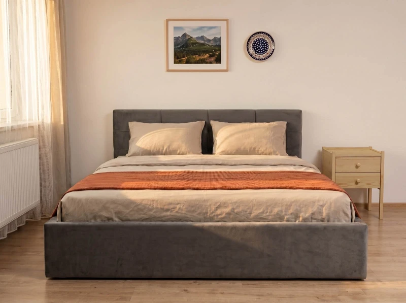 Čalouněná postel s úložným prostorem 180×200 cm Tilo Velvet – Grafitový
