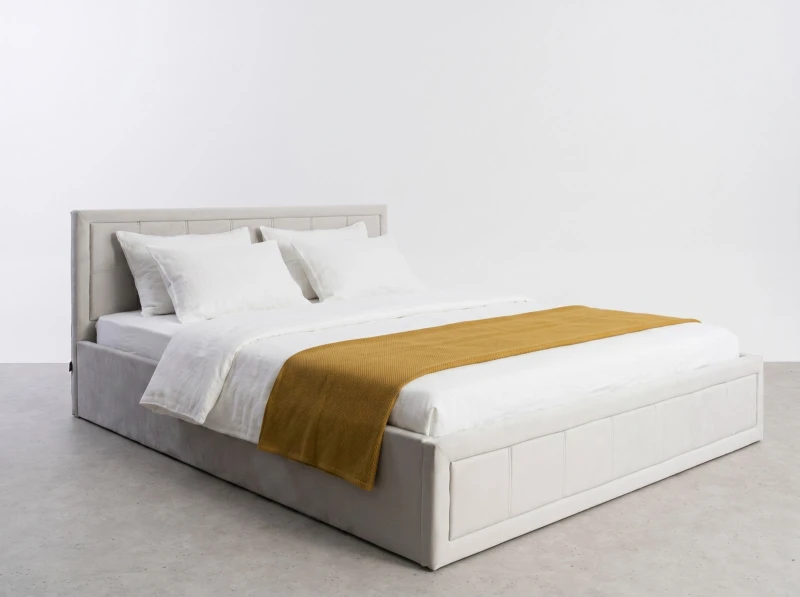 Čalouněná postel s úložným prostorem 140×200 cm Rema Velvet – šedá
