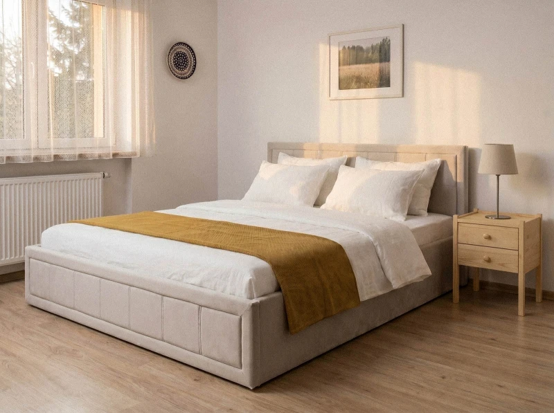 Čalouněná postel s úložným prostorem 160×200 cm Rema Velvet – šedá