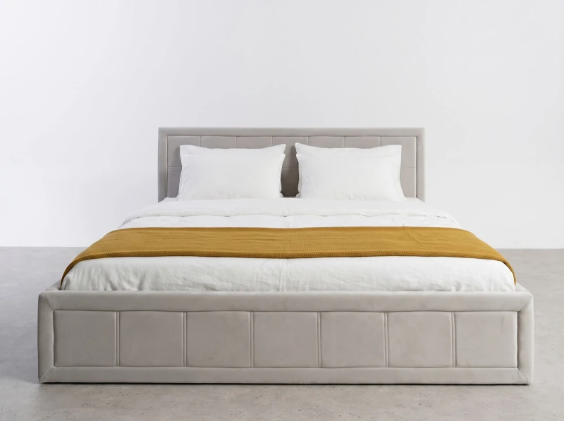 Čalouněná postel s úložným prostorem 160×200 cm Rema Velvet – šedá