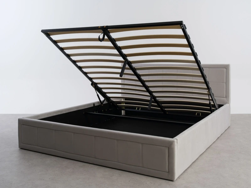 Čalouněná postel s úložným prostorem 120×200 cm Rema Velvet – šedá
