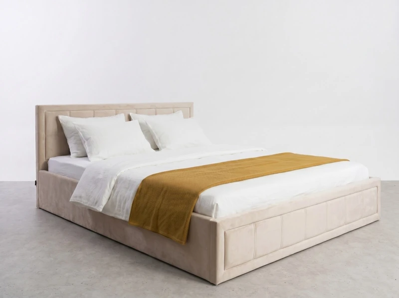 Čalouněná postel s úložným prostorem 160×200 cm Rema Velvet – béžová