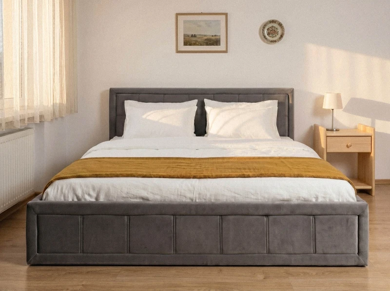 Čalouněná postel s úložným prostorem 180×200 cm Rema Velvet – Grafitový