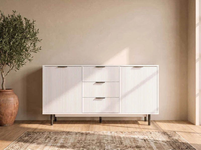 Komoda se zásuvkami a dvířky 3S2D 140 cm Riff bílá