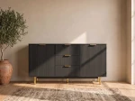 Komoda se zásuvkami a dvířky 3S2D 140 cm Riff černá