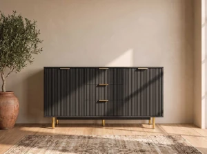 Komoda se zásuvkami a dvířky 3S2D 140 cm Riff černá