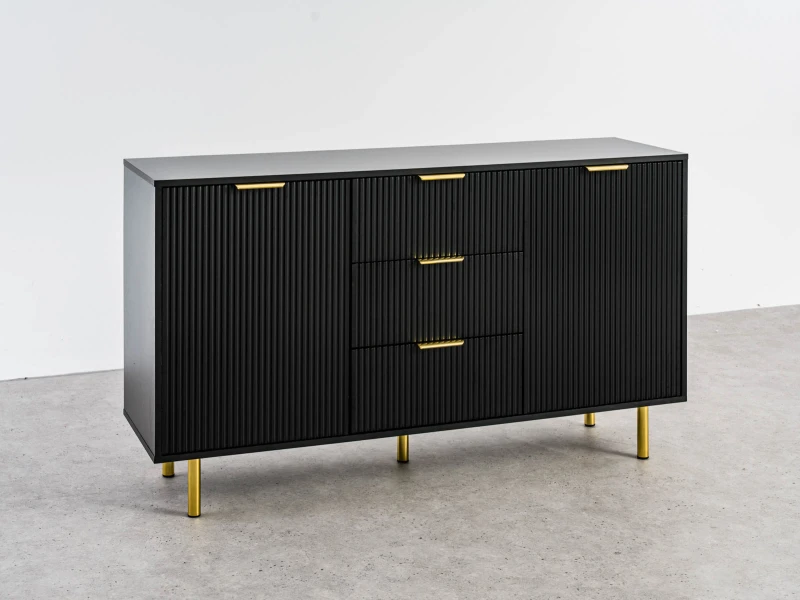Komoda se zásuvkami a dvířky 3S2D 140 cm Riff černá