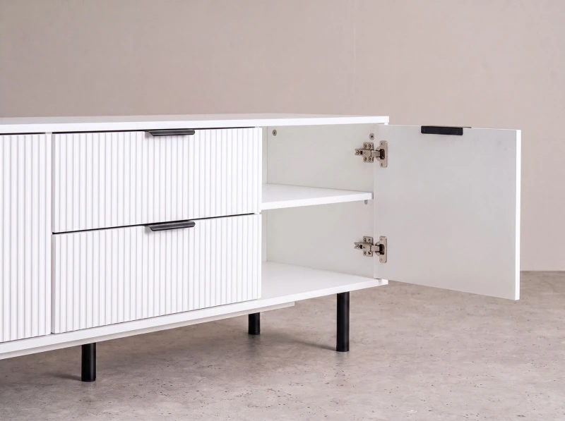 TV skříňka se zásuvkami a dvířky 140 cm Riff bílá
