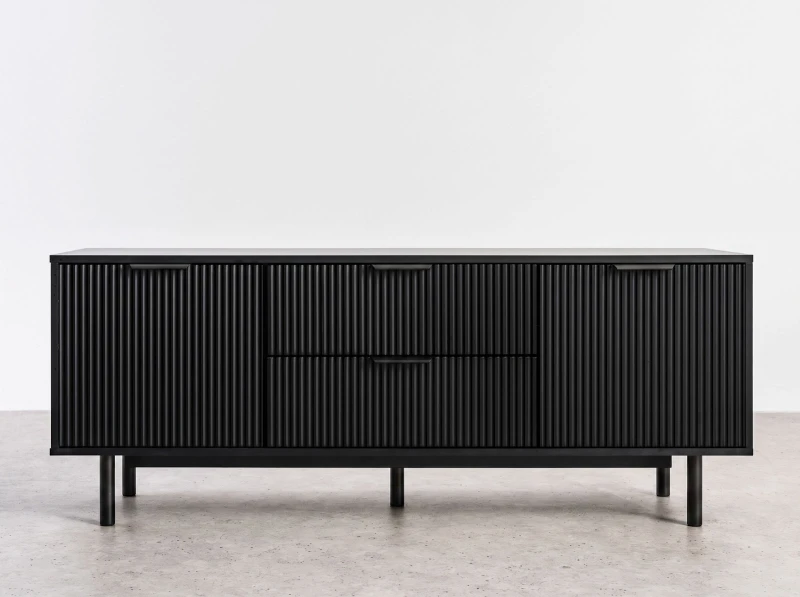 TV skříňka se zásuvkami a dvířky 140 cm Riff černá