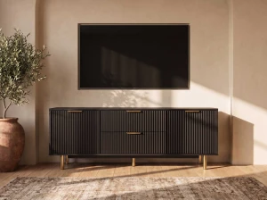 TV skříňka se zásuvkami a dvířky 140 cm Riff černá