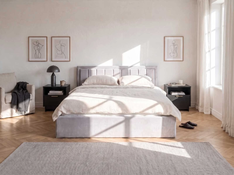 Čalouněná postel s úložným prostorem 120x200 TOP line 9 Bluvel 03 Šedý