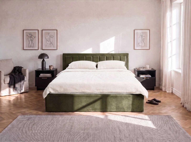 Čalouněná postel s úložným prostorem 120x200 TOP line 9 Bluvel 77 Olivový