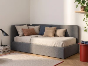 Čalouněná jednolůžková pohovka s roštem a úložným prostorem 90x200, Leo Colet 17 Šedá