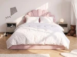 Čalouněná dětská postel 120x200 s roštem a úložným prostorem, růžový Velvet Kids Line 3 Mušle