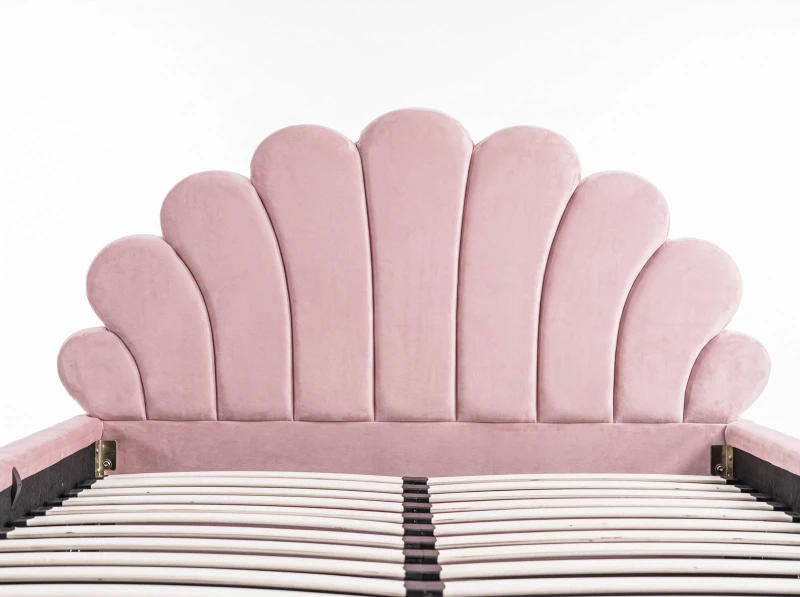 Čalouněná dětská postel 120x200 s roštem a úložným prostorem, růžový Velvet Kids Line 3 Mušle