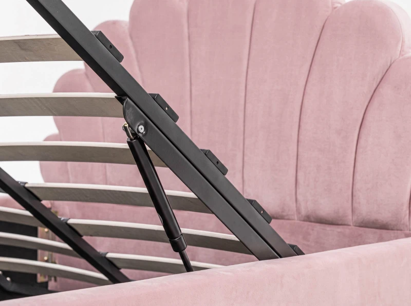 Čalouněná dětská postel 120x200 s roštem a úložným prostorem, růžový Velvet Kids Line 3 Mušle