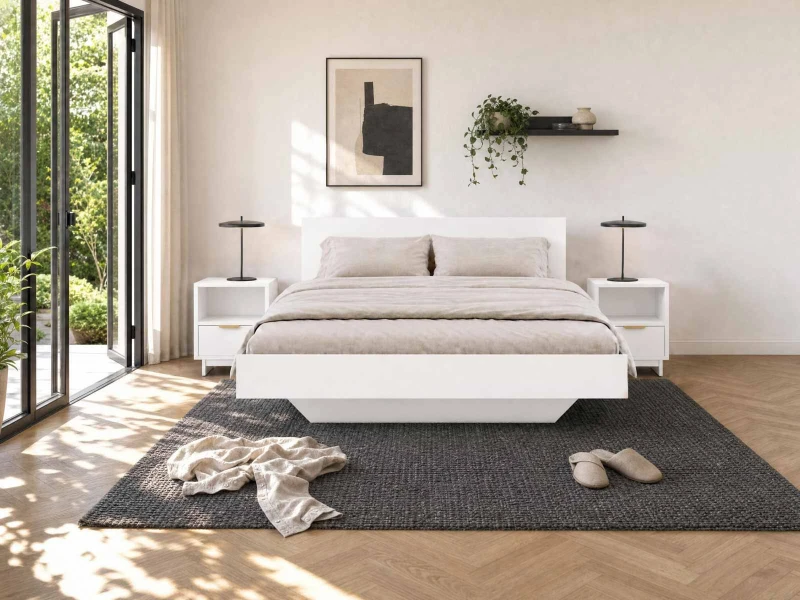 Levitační postel s úložným prostorem 120x200 z nábytkové desky, bílý DM2