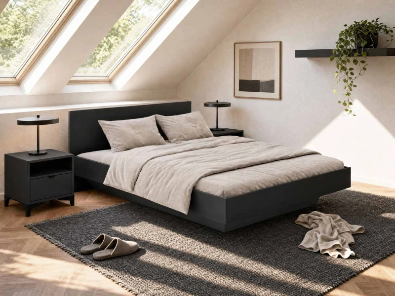 Levitační postel s úložným prostorem 120x200 z nábytkové desky, černý DM2