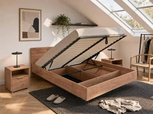 Levitační postel s úložným prostorem 120x200 z nábytkové desky, dub craft DM2