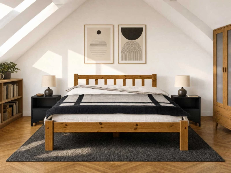 Postel z masivu 120x200 Alena dub s roštem