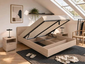 Levitační postel s úložným prostorem 180x200 z nábytkové desky, dub sonoma DM2