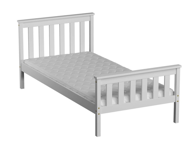 Postel z masivu 90x200 Naxter Bílá s roštem