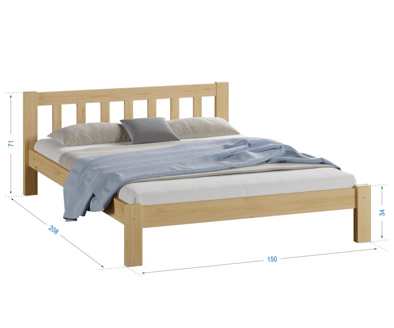 Postel z masivu 140x200 Alena borovice s roštem