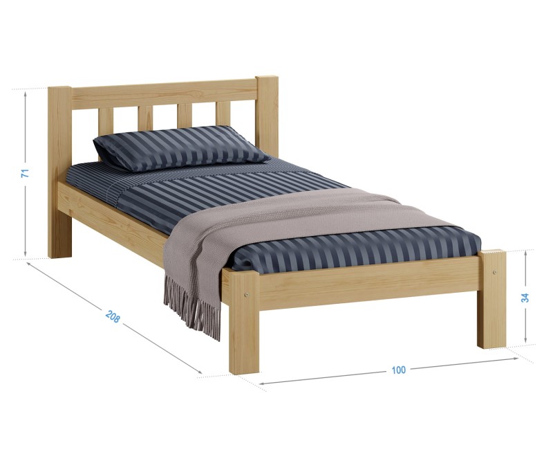 Postel z masivu 90x200 Alena borovice s roštem