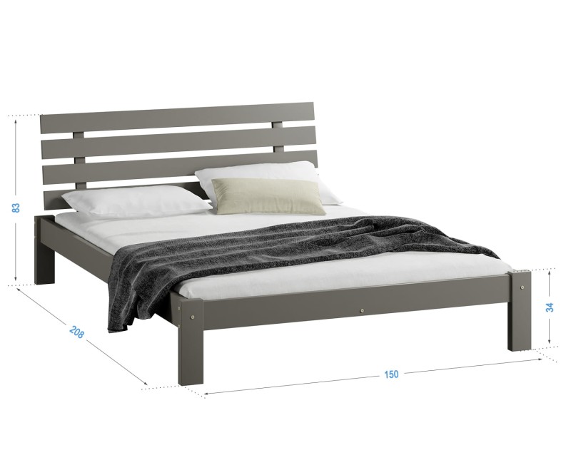 Postel z masivu 140x200 Karla šedá s roštem