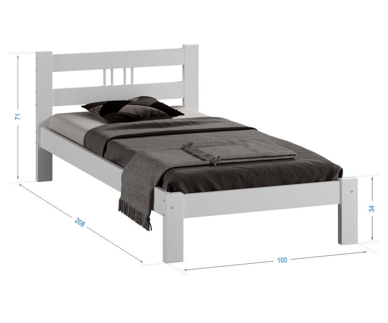 Postel z masivu 90x200 Virginia bílá s roštem