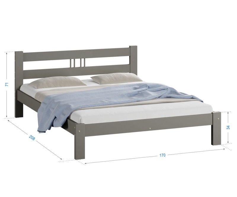 Postel z masivu 160x200 Virginia šedá s roštem