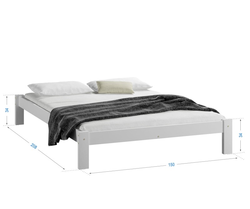 Postel z masivu 140x200 Luisa bílá  s roštem