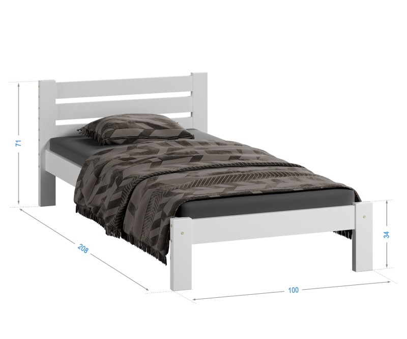 Postel z masivu 90x200 Ajza bílá s roštem