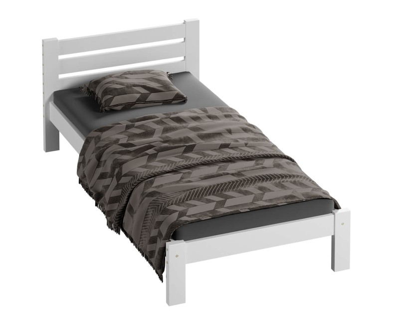 Postel z masivu 90x200 Ajza bílá s roštem