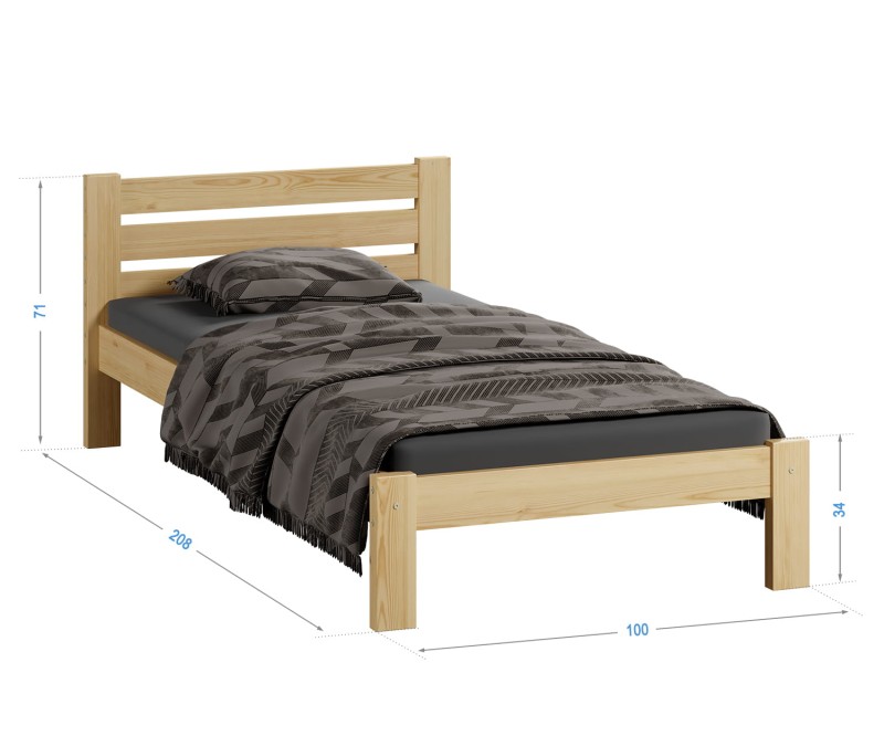 Postel z masivu 90x200 Ajza borovice s roštem