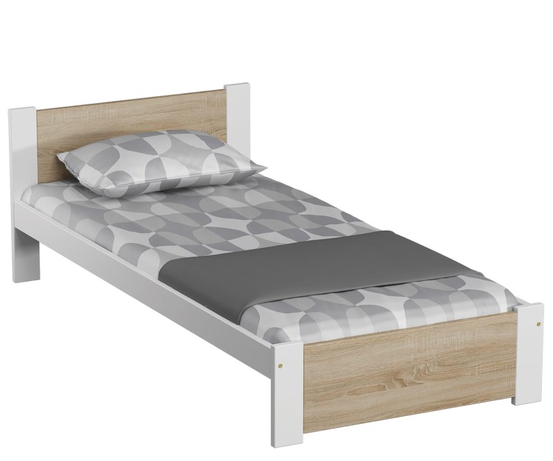 Postel 90x200 DMD3 bílá+dub sonoma s roštem
