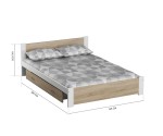 Postel 140x200 DMD3 bílá+dub sonoma s roštem