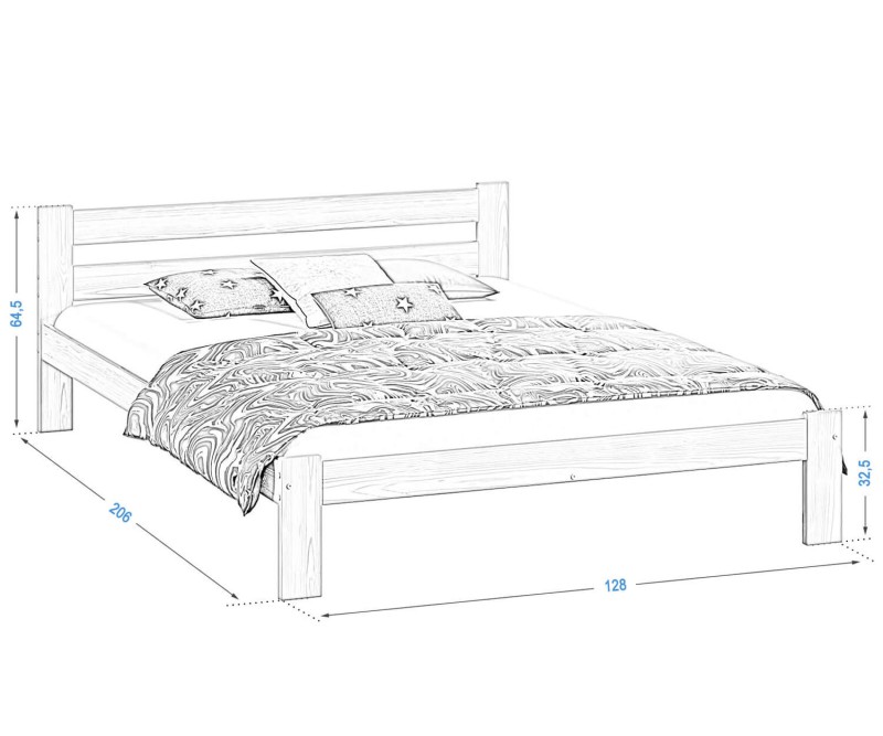 Postel z masivu VitBed 120x200cm Akio není lakovaná s roštem