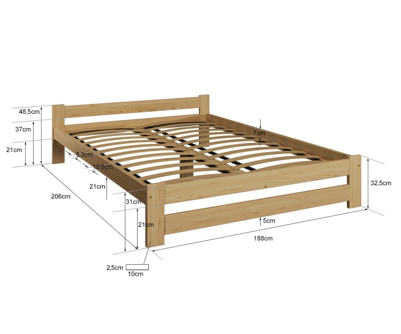 Postel z masivu VitBed 180x200cm Ran borovice s roštem