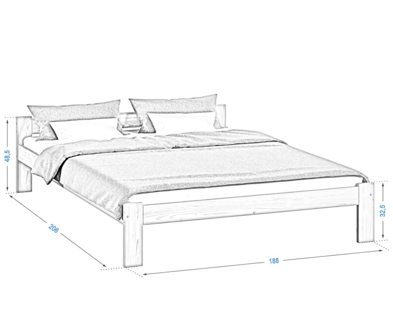 Postel z masivu VitBed 180x200 Isao není lakovaná s roštem