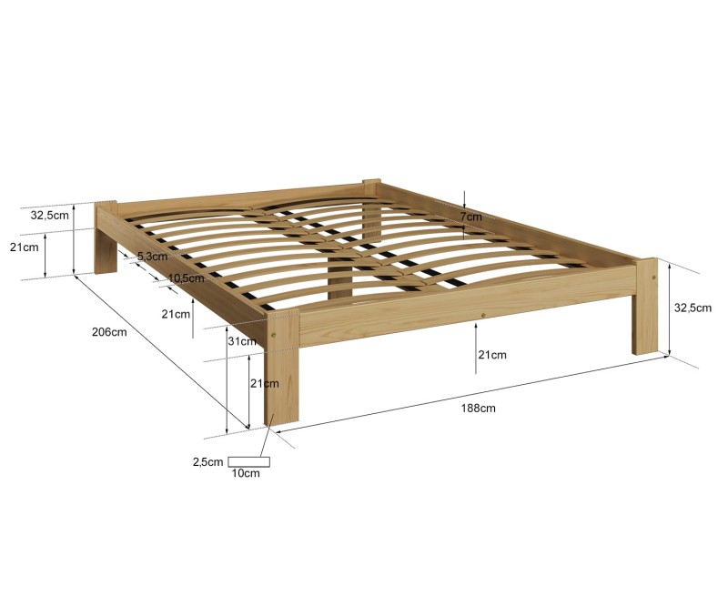 Postel z masivu VitBed 180x200 Anzu borovice s roštem