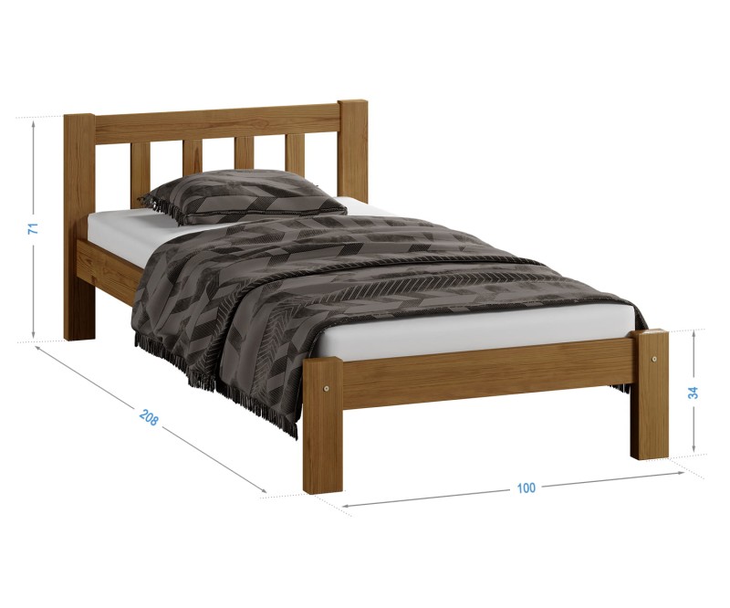 Postel z masivu  90x200 Alena dub s roštem