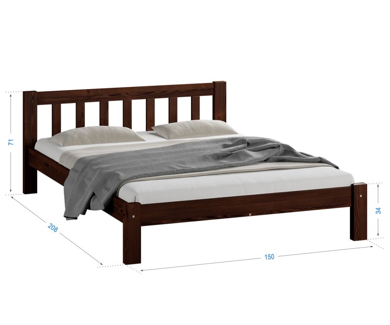 Postel z masivu 140x200 Alena ořech s roštem