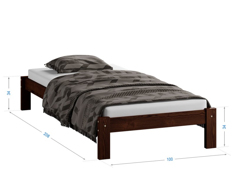 Postel z masivu 90x200 Luisa ořech s roštem